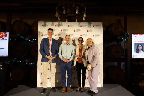 From left to right: Career Development Program Achievement award winners, Dr. Elvin Wagenblast, Dr. Daniel Pollyea, Dr. Johanna Melo-Cardenas; Dr. Gwen Nichols, LLS Chief Medical Officer.