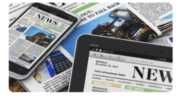 An image with the word "news" on tablets and a laptop