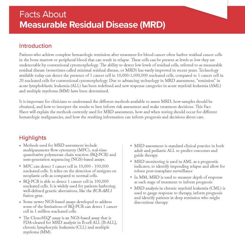 Facts About Measurable Residual Disease (MRD)