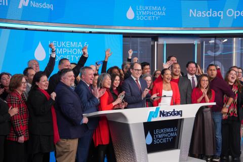 LLS CEO and staff ring the Nasdaq opening bell to mark progress for blood cancer patients